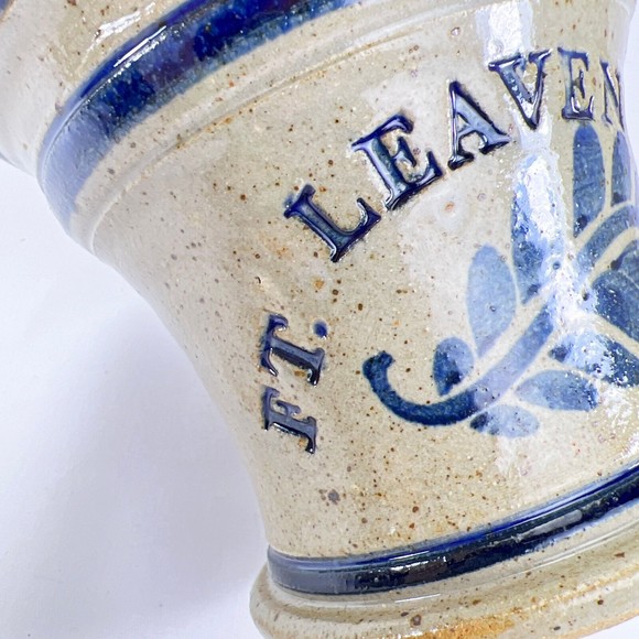 Vintage Fort Leavenworth Pot Stoneware Hand Thrown Pottery Grey Blue Crock - Picture 5 of 13